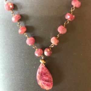 Vintage Natural Ruby Bead Necklace
